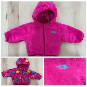 North Face Reversible Jacket Coat Baby Infant Girl's 0-3 Month Hood Pink